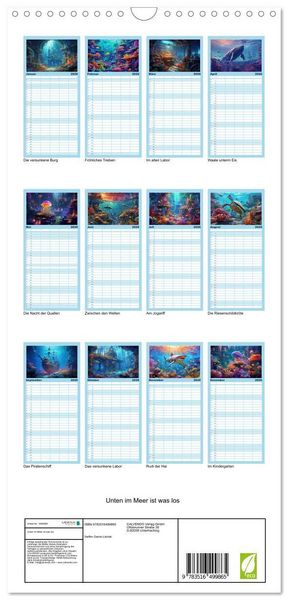 Produktbild: Familienplaner 2026 - Unten im Meer ist was los mit 5 Spalten (Wandkalender, 21 x 45 cm) CALVENDO