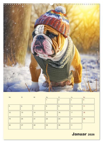 Produktbild: English Bulldogs. Fr&ouml;hliche Dickk&ouml;pfe mit Charakter (Wandkalender 2026 DIN A2 hoch), CALVENDO Monatskalender