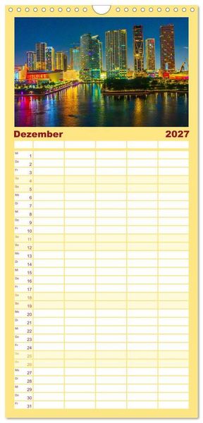 Produktbild: Familienplaner 2027 - Kunterbuntes Miami mit 5 Spalten (Wandkalender, 21 x 45 cm) CALVENDO