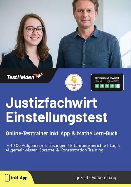 Produktbild: Justizfachwirt Einstellungstest: Online-Testtrainer inkl. App & Mathe Lern-Buch