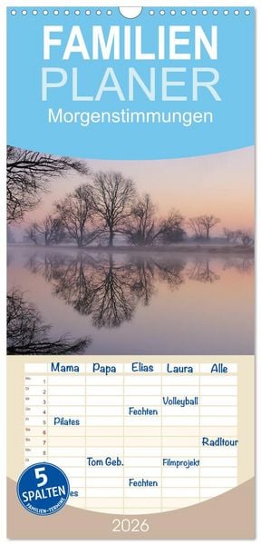 Produktbild: Familienplaner 2026 - Morgenstimmungen 2026 mit 5 Spalten (Wandkalender, 21 x 45 cm) CALVENDO
