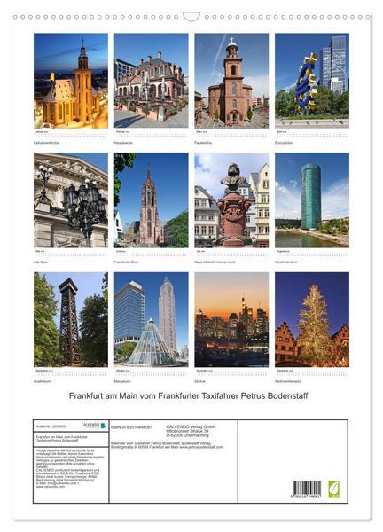 Produktbild: Frankfurt am Main vom Frankfurter Taxifahrer Petrus Bodenstaff (Wandkalender 2026 DIN A2 hoch), CALVENDO Monatskalender