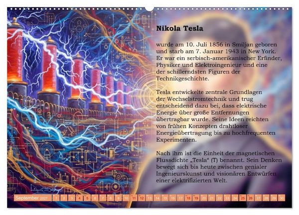 Produktbild: Pioniere der Elektrodynamik (Wandkalender 2027 DIN A2 quer), CALVENDO Monatskalender