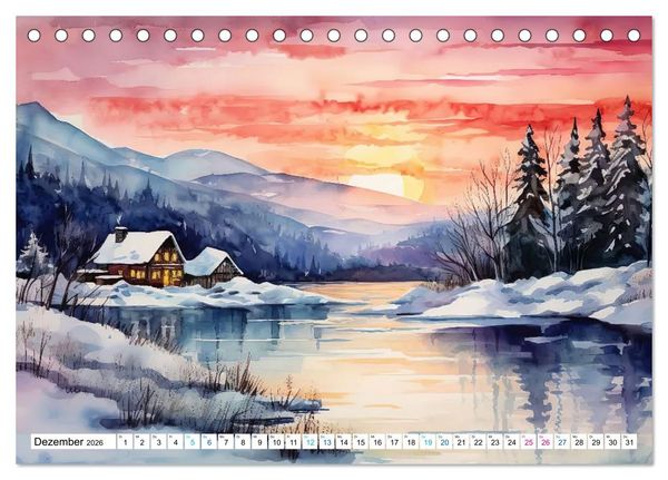 Produktbild: Aquarelltr&auml;ume am See (Tischkalender 2026 DIN A5 quer), CALVENDO Monatskalender