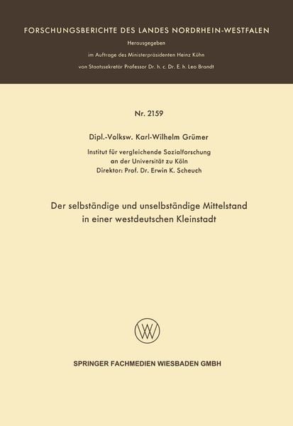 Produktbild: Der selbst&auml;ndige und unselbst&auml;ndige Mittelstand in einer westdeutschen Kleinstadt