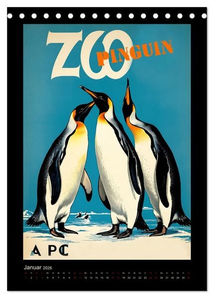 Produktbild: Zoo Vintage-Poster (Tischkalender 2026 DIN A5 hoch), CALVENDO Monatskalender