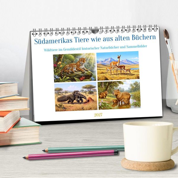 Produktbild: S&uuml;damerikas Tiere wie aus alten B&uuml;chern (Tischkalender 2027 DIN A5 quer), CALVENDO Monatskalender