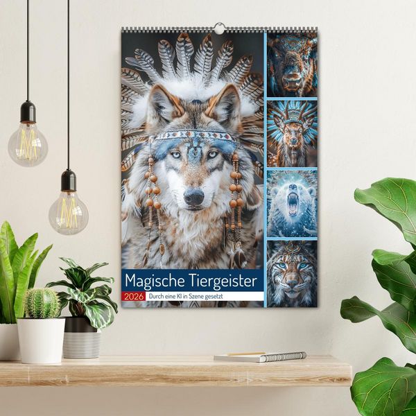 Produktbild: Magische Tiergeister (Wandkalender 2026 DIN A2 hoch), CALVENDO Monatskalender