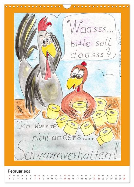 Produktbild: Das mecklenburger Landhuhn "Krisenh&uuml;hner" (Wandkalender 2026 DIN A3 hoch), CALVENDO Monatskalender