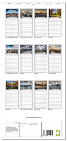 Produktbild: Familienplaner 2026 - New York Impressionen mit 5 Spalten (Wandkalender, 21 x 45 cm) CALVENDO