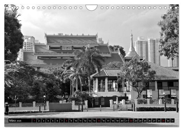 Produktbild: Singapur - Impressionen in schwarz - weiss (Wandkalender 2026 DIN A4 quer), CALVENDO Monatskalender