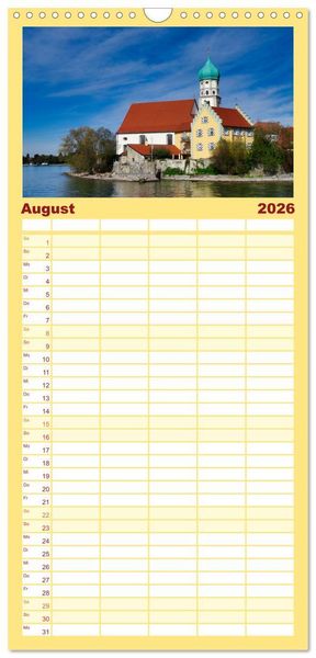 Produktbild: Familienplaner 2026 - S&uuml;ddeutschland im Fokus mit 5 Spalten (Wandkalender, 21 x 45 cm) CALVENDO