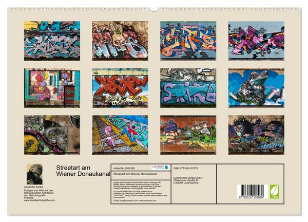 Produktbild: Streetart am Wiener Donaukanal (hochwertiger Premium Wandkalender 2026 DIN A2 quer), Kunstdruck in Hochglanz