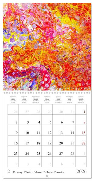 Produktbild: Explosion of colours - colourful Acrylic Pouring Paintings (Wall Calendar 2026 12 &times; 12 Inch) CALVENDO 12 Month Wall Calendar
