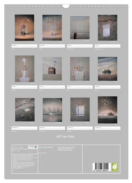 Produktbild: ART der Stille (Wandkalender 2026 DIN A3 hoch), CALVENDO Monatskalender