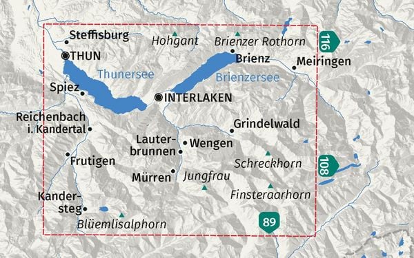 Produktbild: KOMPASS Wanderkarte 84 Jungfrau-Region, Thunersee, Brienzersee 1:40.000