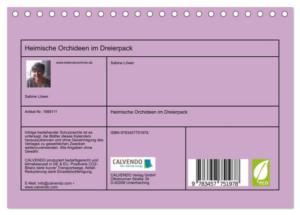 Produktbild: Heimische Orchideen im Dreierpack (Tischkalender 2026 DIN A5 quer), CALVENDO Monatskalender
