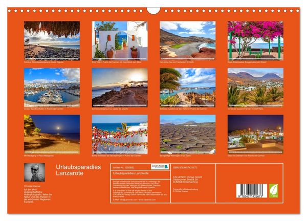 Produktbild: Urlaubsparadies Lanzarote (Wandkalender 2026 DIN A3 quer), CALVENDO Monatskalender