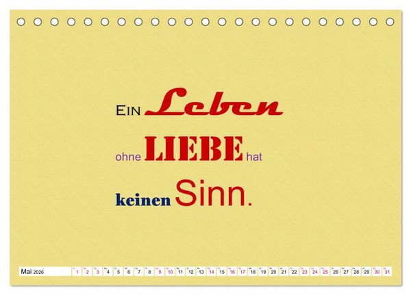 Produktbild: Zitate und Spr&uuml;che In Sachen LIEBE (Tischkalender 2026 DIN A5 quer), CALVENDO Monatskalender