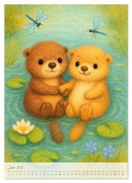 Produktbild: Fluffy animal friends - Animal friendships for everyday life (High Quality Premium Wall Calendar 2026 DIN A2 portrait),CALVENDO 12 Month Wall Calendar