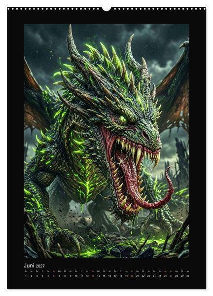 Produktbild: Drachen - Magische Herrscher, Dark‑Fantasy Wandkalender (Wandkalender 2027 DIN A2 hoch), CALVENDO Monatskalender