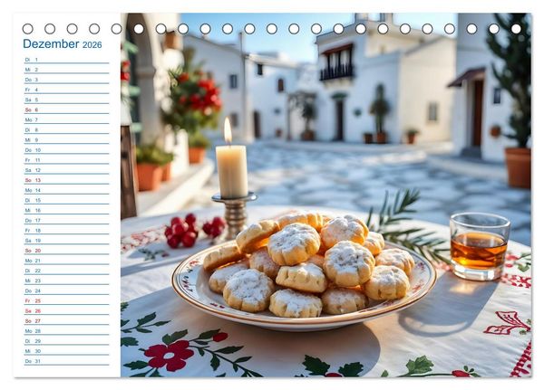Produktbild: Zw&ouml;lf Teller Sonne &ndash; Kulinarisch durchs Griechenjahr (Tischkalender 2026 DIN A5 quer), CALVENDO Monatskalender