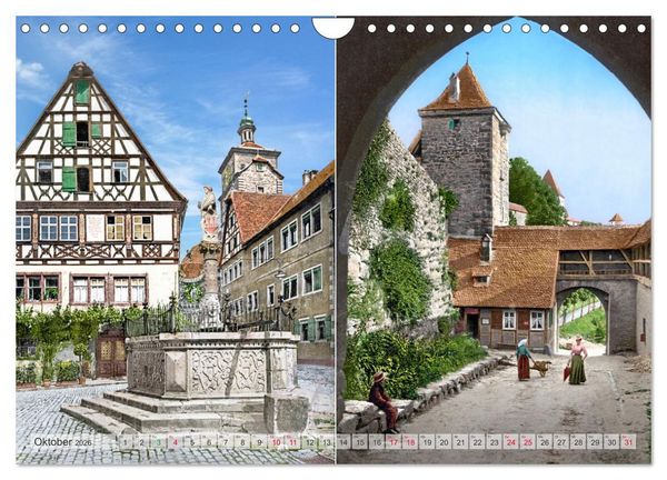 Produktbild: Rothenburg ob der Tauber um das Jahr 1900 &ndash; Fotos neu koloriert (Wandkalender 2026 DIN A4 quer), CALVENDO Monatskalender