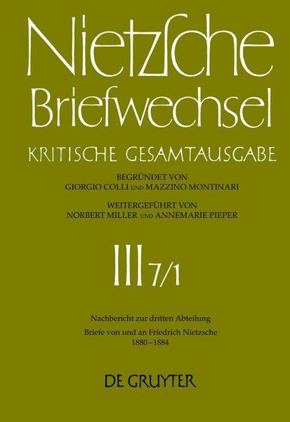 Produktbild: Briefe von und an Friedrich Nietzsche Januar 1880 - Dezember 1884