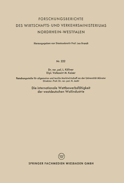 Produktbild: Die internationale Wettbewerbsf&auml;higkeit der westdeutschen Wollindustrie