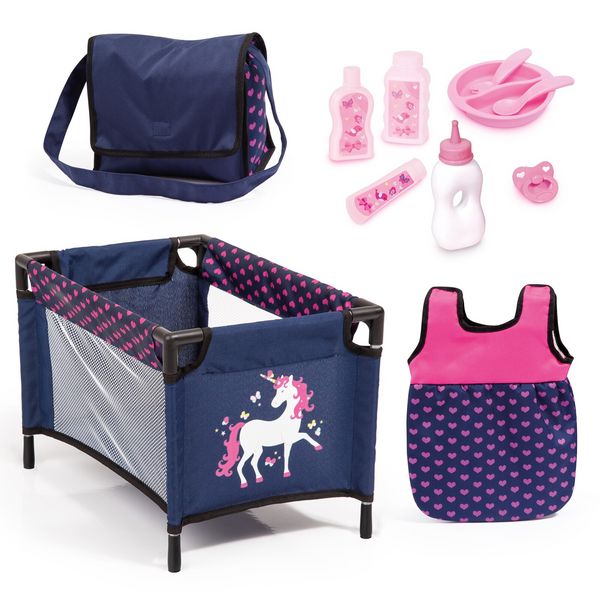 Produktbild: Zubeh&ouml;r Set mit Reisebett, Einhornmotiv