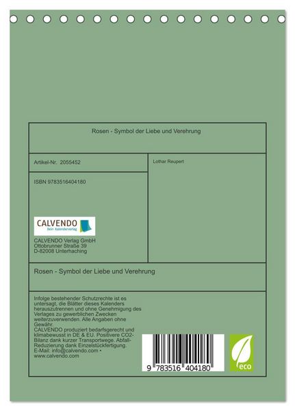 Produktbild: Rosen - Symbol der Liebe und Verehrung (Tischkalender 2026 DIN A5 hoch), CALVENDO Monatskalender