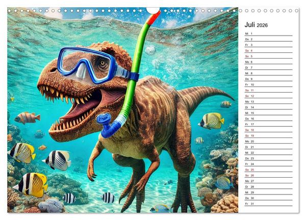 Produktbild: Sportlicher T-Rex - Mit Fun durch das Jahr (Wandkalender 2026 DIN A3 quer), CALVENDO Monatskalender