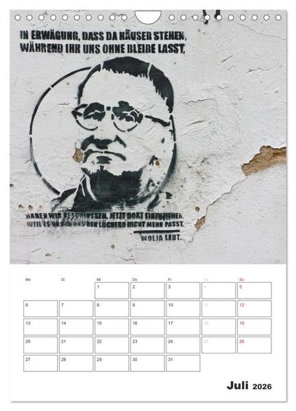 Produktbild: STENCIL ART 2026 - Schablonen Graffiti an H&auml;userfassaden / Planer (Wandkalender 2026 DIN A4 hoch), CALVENDO Monatskalender