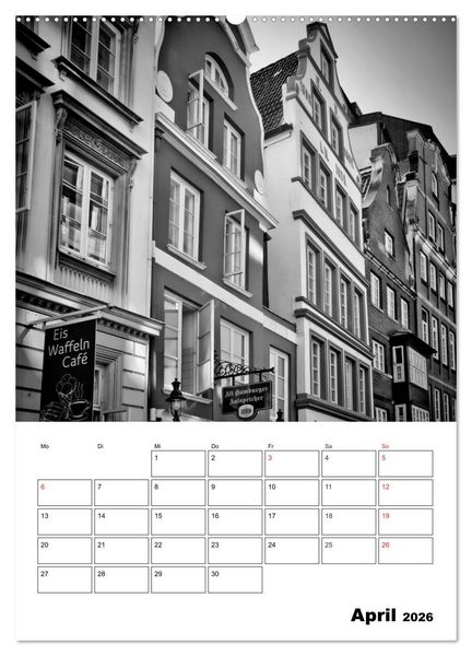 Produktbild: HAMBURG Monochrome Ansichten (Wandkalender 2026 DIN A2 hoch), CALVENDO Monatskalender