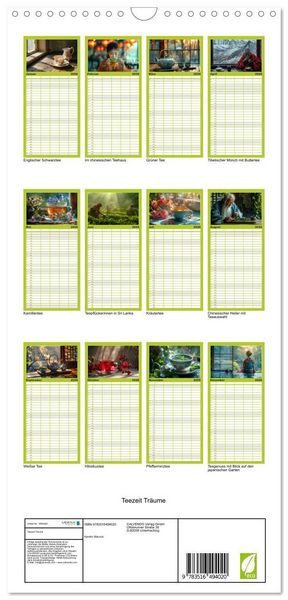 Produktbild: Familienplaner 2026 - Teezeit Tr&auml;ume mit 5 Spalten (Wandkalender, 21 x 45 cm) CALVENDO