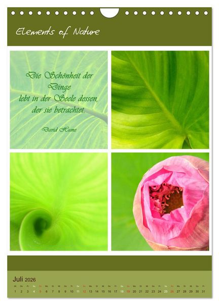 Produktbild: Elements of Nature (Wandkalender 2026 DIN A4 hoch), CALVENDO Monatskalender
