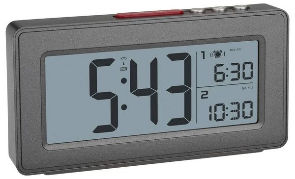 Produktbild: TFA Dostmann 60.2563.10 Funk Wecker Anthrazit Alarmzeiten 2