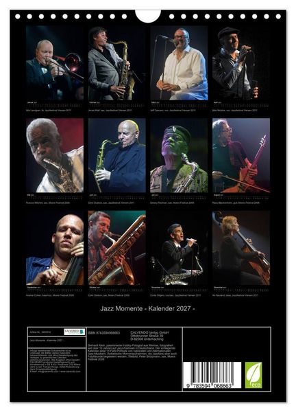 Produktbild: Jazz Momente - Kalender 2027 - (Wandkalender 2027 DIN A4 hoch), CALVENDO Monatskalender
