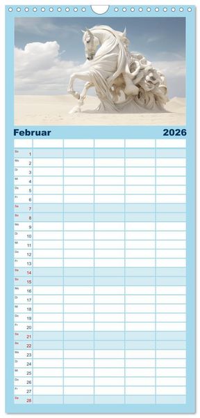 Produktbild: Familienplaner 2026 - Surrealismus trifft Pferdefans mit 5 Spalten (Wandkalender, 21 x 45 cm) CALVENDO