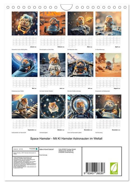 Produktbild: Space Hamster - Mit KI Hamster Astronauten im Weltall (Wandkalender 2026 DIN A4 hoch), CALVENDO Monatskalender