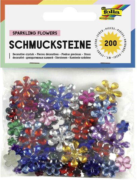 Produktbild: Folia Schmucksteine SPARKLING FLOWERS, 200 St&uuml;ck, Gr&ouml;&szlig;en und Farben sortiert