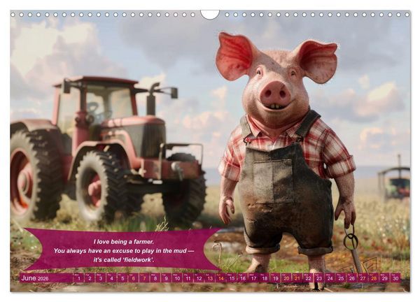 Produktbild: Funny charming animals as farmers (Wall Calendar 2026 DIN A3 landscape), CALVENDO 12 Month Wall Calendar