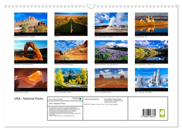 Produktbild: USA - National Parks (Wall Calendar 2026 DIN A3 landscape), CALVENDO 12 Month Wall Calendar
