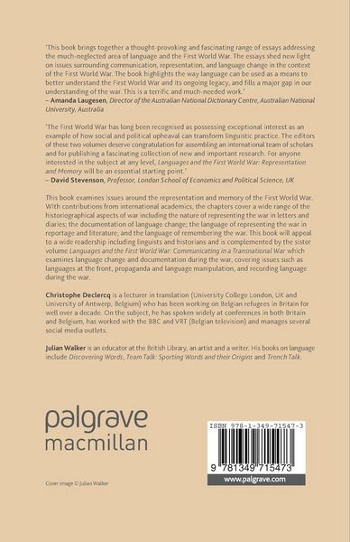 Produktbild: Languages and the First World War: Representation and Memory