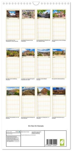 Produktbild: Familienplaner 2026 - Ein Herz f&uuml;r Granada mit 5 Spalten (Wandkalender, 21 x 45 cm) CALVENDO