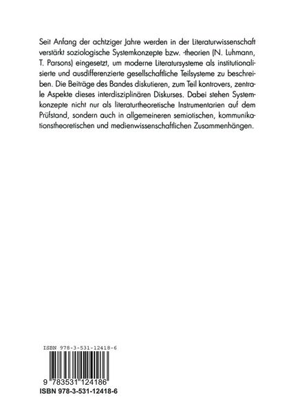 Produktbild: Literaturwissenschaft und Systemtheorie
