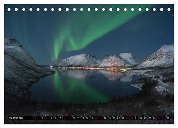Produktbild: Aurora borealis - Magische Polarlichtn&auml;chte in Island und Norwegen (Tischkalender 2026 DIN A5 quer), CALVENDO Monatskalender