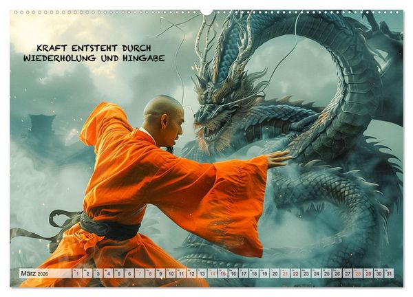 Produktbild: Shaolin M&ouml;nche - Weisheit und Disziplin (Wandkalender 2026 DIN A2 quer), CALVENDO Monatskalender