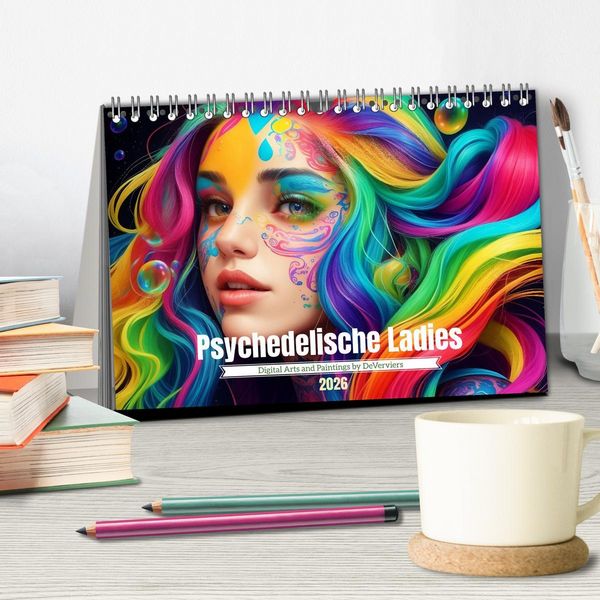 Produktbild: Psychedelische Ladies (Tischkalender 2026 DIN A5 quer), CALVENDO Monatskalender