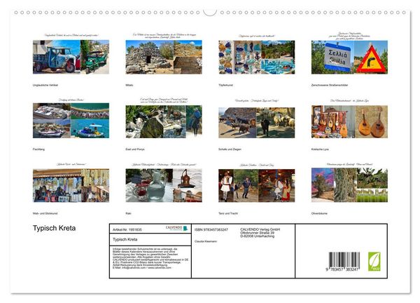 Produktbild: Typisch Kreta (hochwertiger Premium Wandkalender 2026 DIN A2 quer), Kunstdruck in Hochglanz